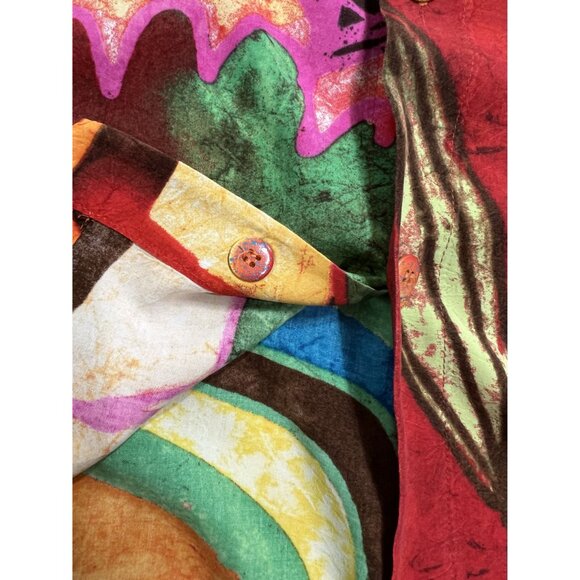 Jams World Vintage Aloha Shirt in Red Abstract Floral - Picture 3 of 4